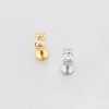 CAT HUGGING HEART CZ 3D TOP PUSHIN (THREADLESS) 316L SURGICAL STEEL LABRET SET
